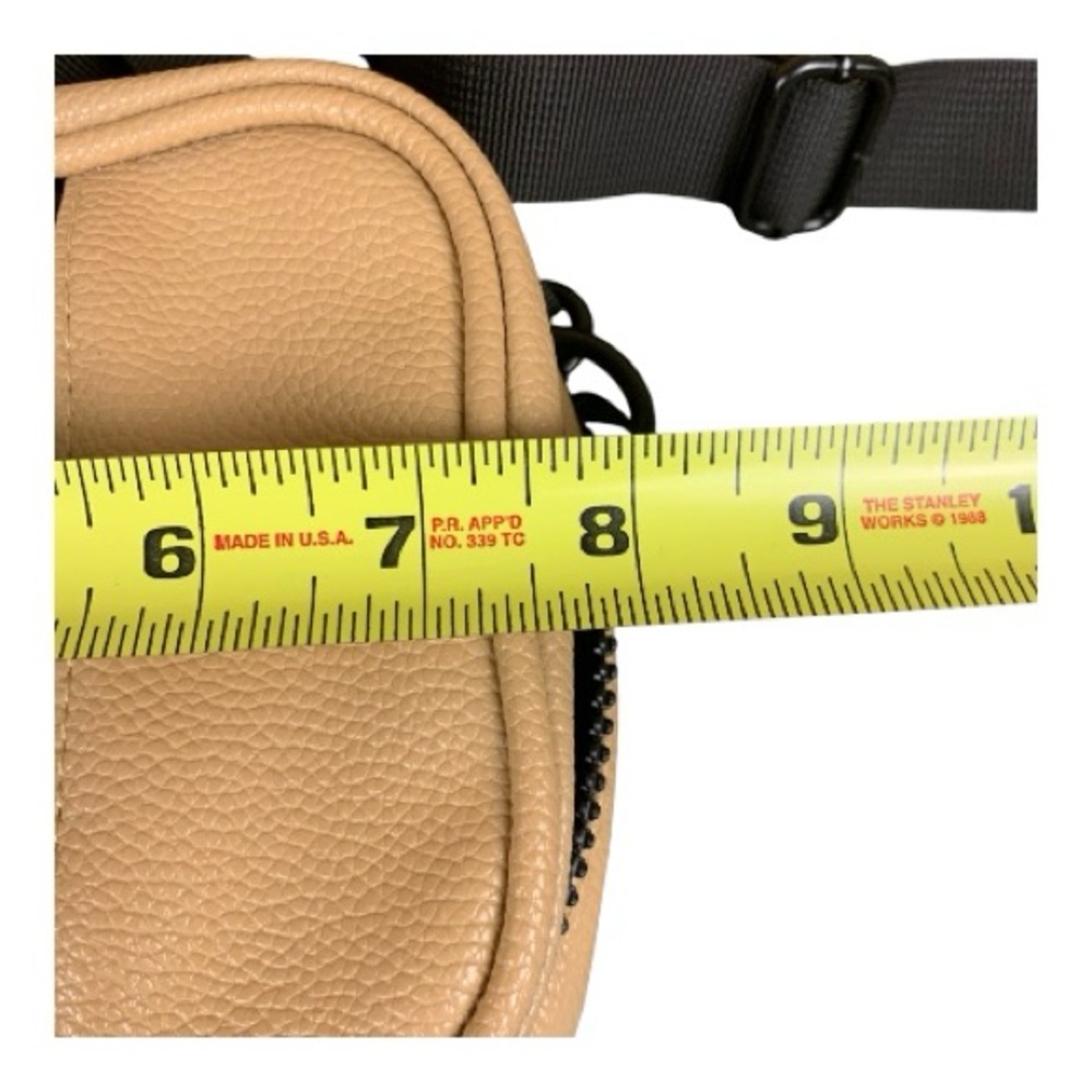 Tan Crossbody Bag Unisex Faux Leather Dune Multi Position Sling Purse Adj Strap - Picture 10 of 10